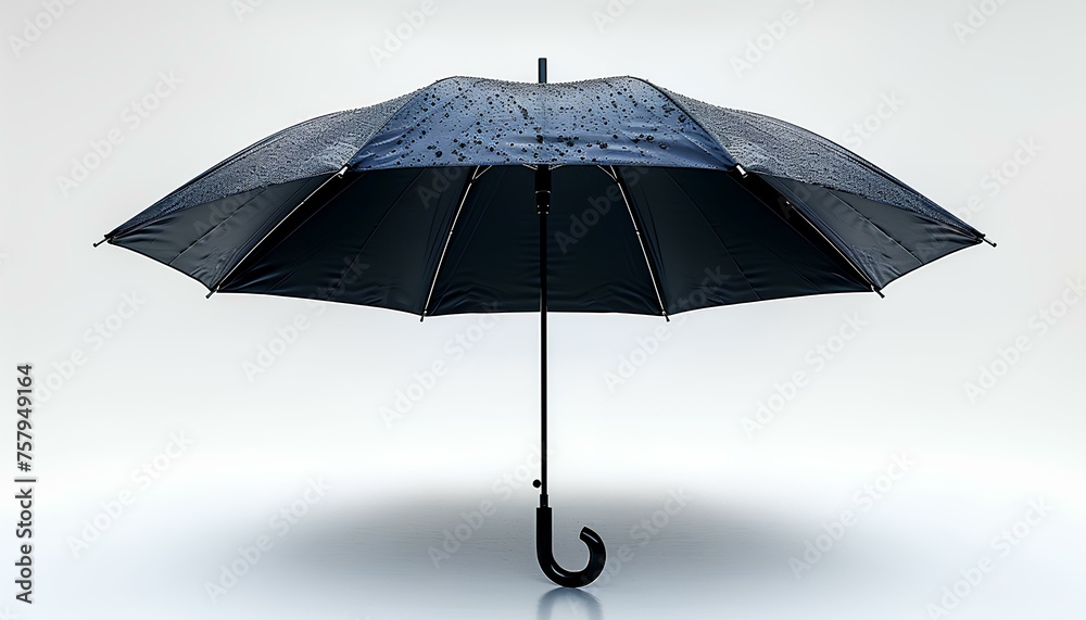 Black umbrella isolated on white background. Black umbrella white background. Umbrella against rain protection