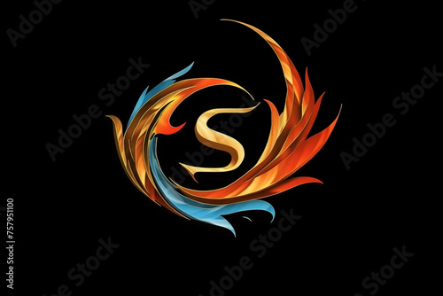 S letter logo. Letter S in the form of a fire flame.