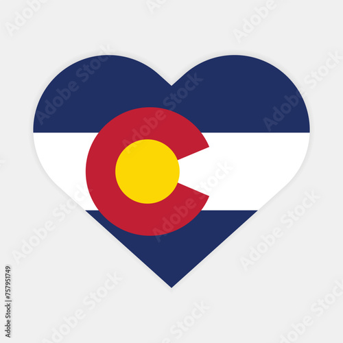Colorado state flag vector icon design. Colorado state flag in Heart shape. Vector Colorado flag in Heart.
