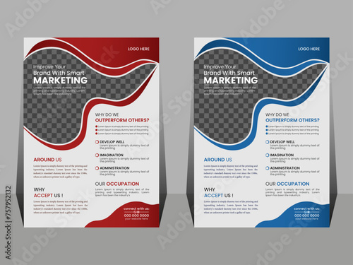 A4-sized vector template with two color scheme for the background of a corporate business flyer poster pamphlet brochure cover design