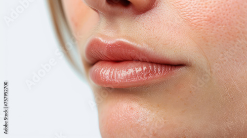 Natural lips close up, no retouching, natural skin texture