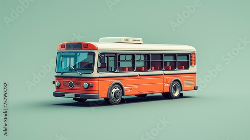 mini bus cartoon 3d minimal  background Generative AI photo