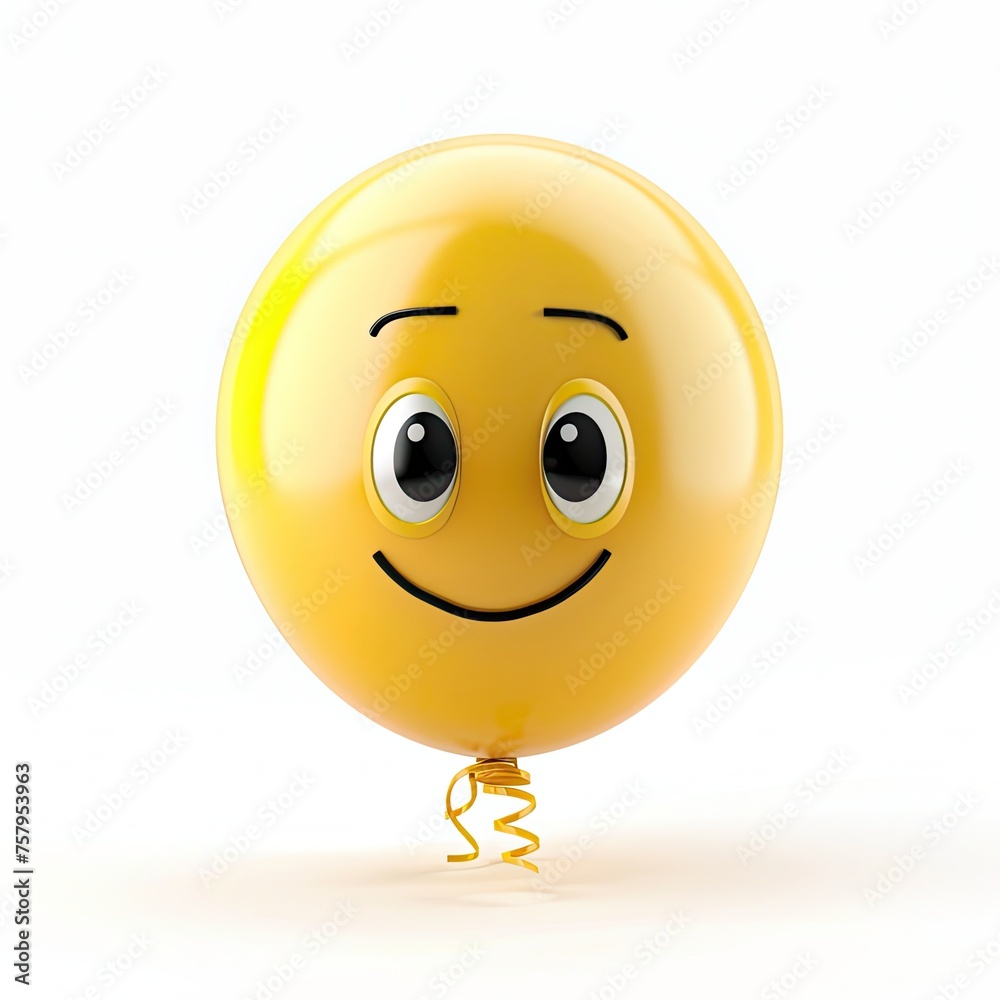 Yellow balloons with happy face on a white background. Yellow day. Birthday card invitation.