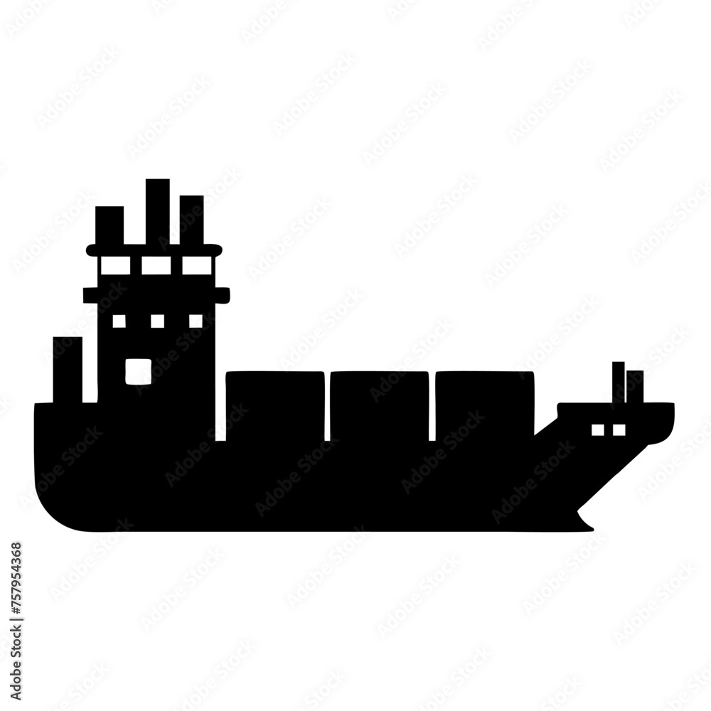 illustration or silhouette of a boat or ship