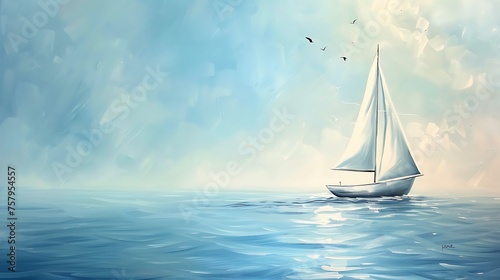 A lone sailboat glides gracefully across the shimmering surface attractive look