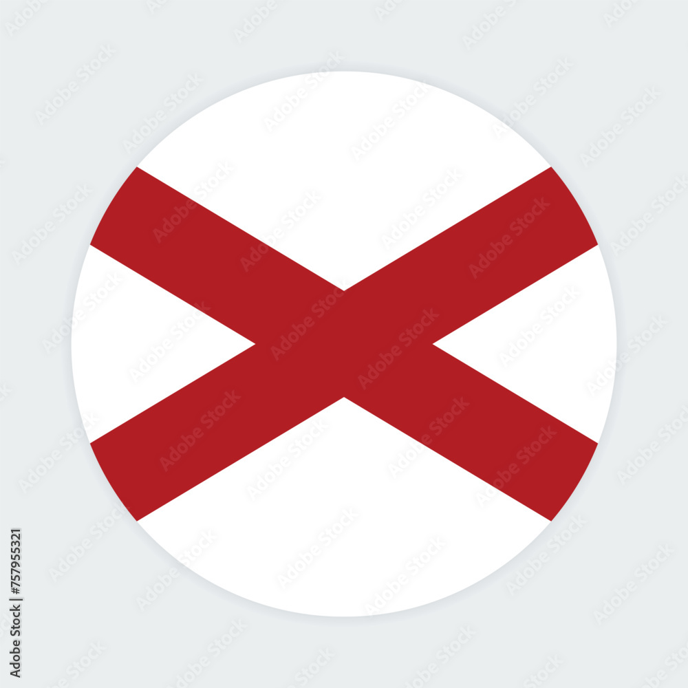 Alabama State flag vector icon design. Alabama State Circle flag. Round of Alabama flag.
Alabama State flag vector icon design. Alabama State Circle flag. Round of Alabama flag.