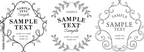 手描きエレガント植物フレームセット