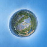lspherical panorama of solar power station on the hillside