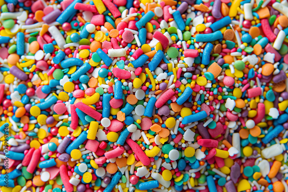 colorful candy sprinkles texture background, top view colorful candy sprinkles texture background, top view