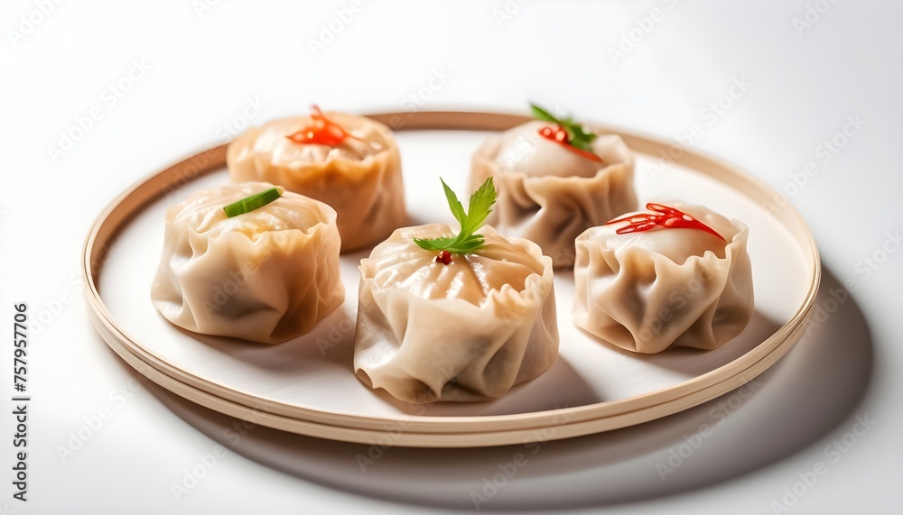  Dim Sum on pure white background