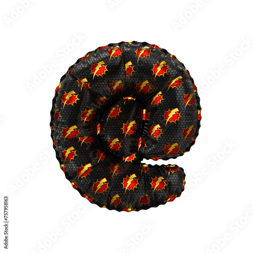 3D inflated balloon Internet/email Symbol/sign with red & yellow power lightning comic hero pattern black surface