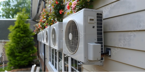 many air conditioners on the wall, multisystem photo