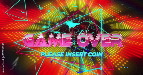 Image of game over text over digital tunnel