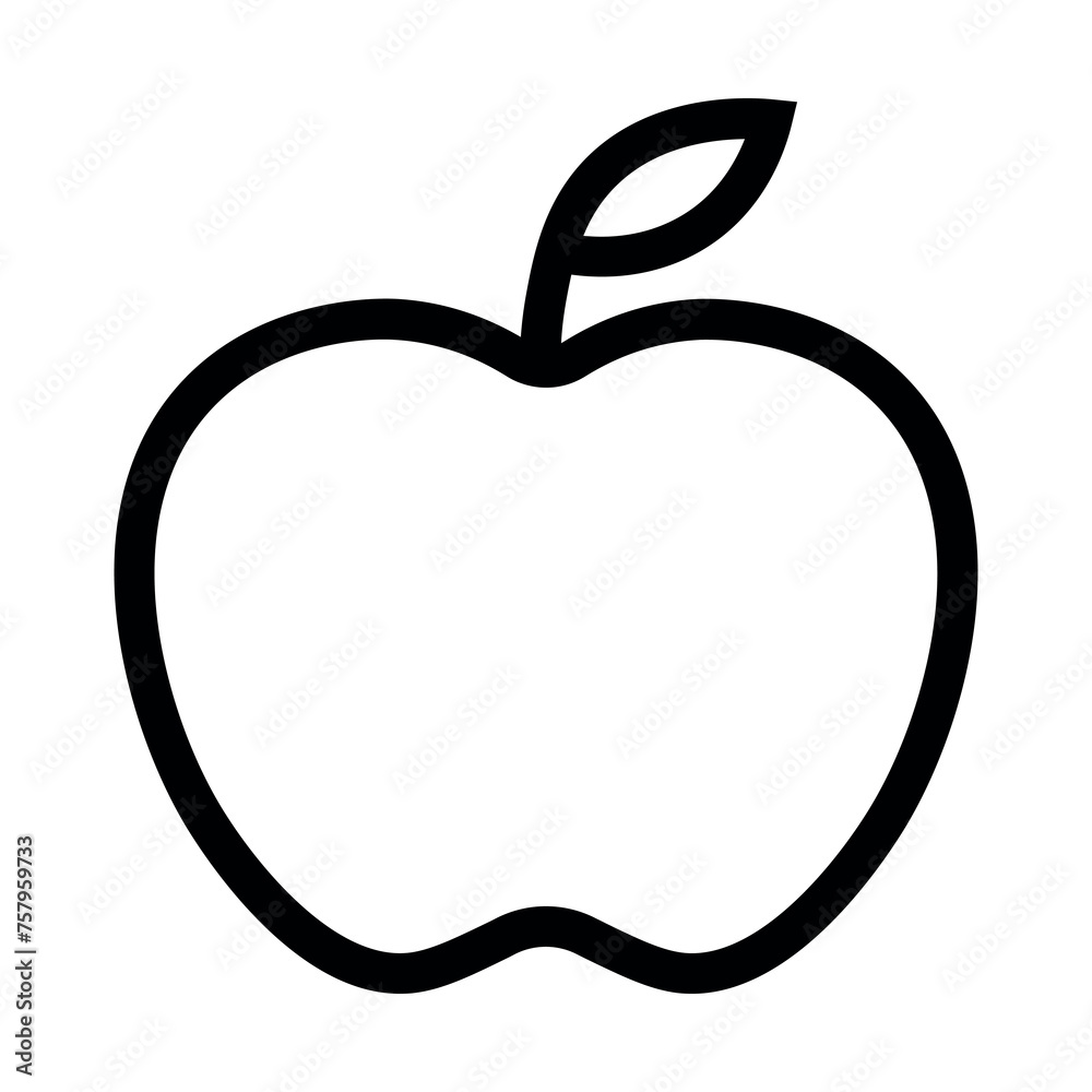 black vector apple icon on white background black vector apple icon on white background