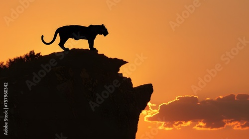崖の上に立つトラ