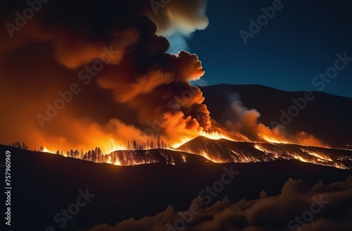 Wildfires at night 