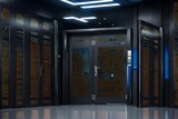 A cutting-edge entrance door to a data center, emphasizing security and reliability