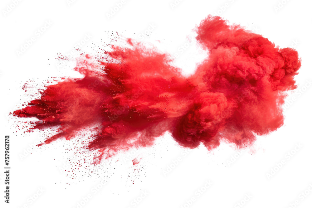 red color explosion isolated on white or transparent png - obrazy, fototapety, plakaty 