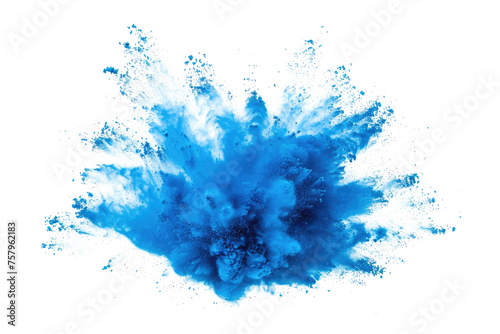 blue color explosion isolated on white or transparent png
