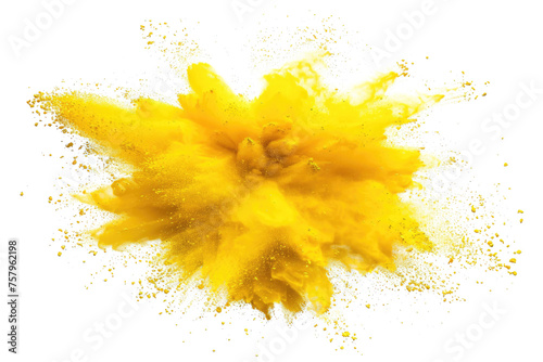 yellow color explosion isolated on white or transparent png