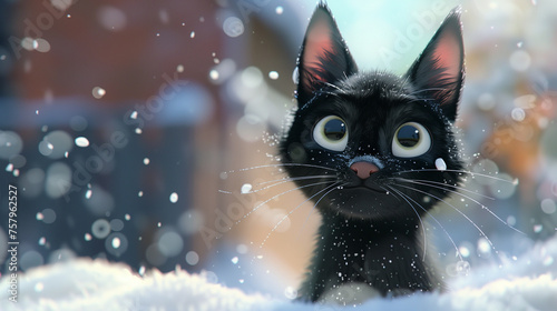 black cat playing the snow (15)