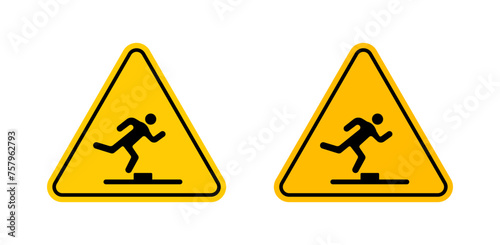 Tripping Hazard Caution Sign. Warning for Floor Obstacles and Falls.