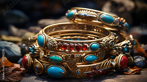 Bohemian Chic Jewelry: Casual, artistic gemstone pieces closeup.