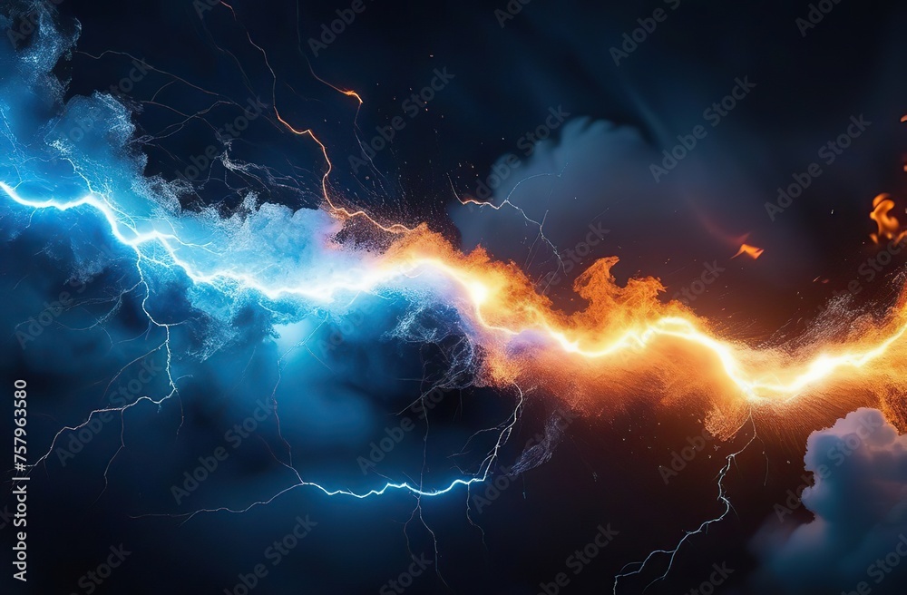 Fire and ice abstract lightning background Fire and ice abstract lightning background