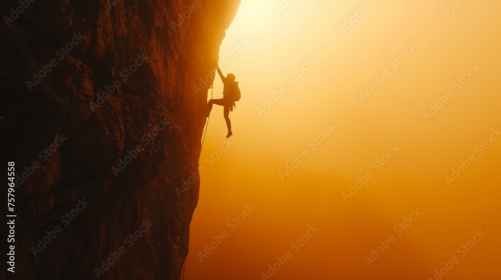 A rock climber in Grand Canyon. - obrazy, fototapety, plakaty 