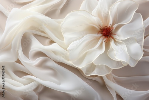 Texture, wrinkled white background bright material flower blur, generative IA