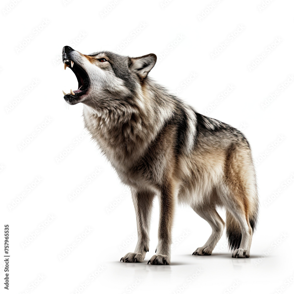 Obraz premium Wolf Howling Isolated on white background