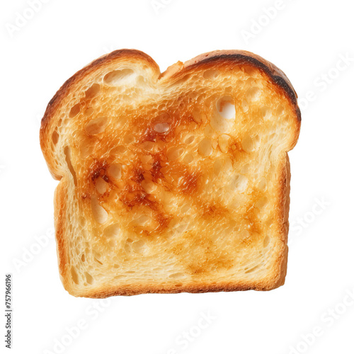 Slice of toasted bread on white or transparent background