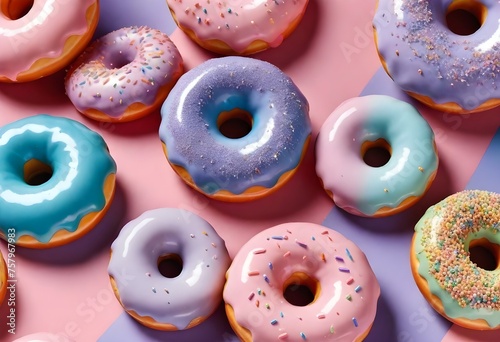 Sweeties donuts sobre mesa rosa