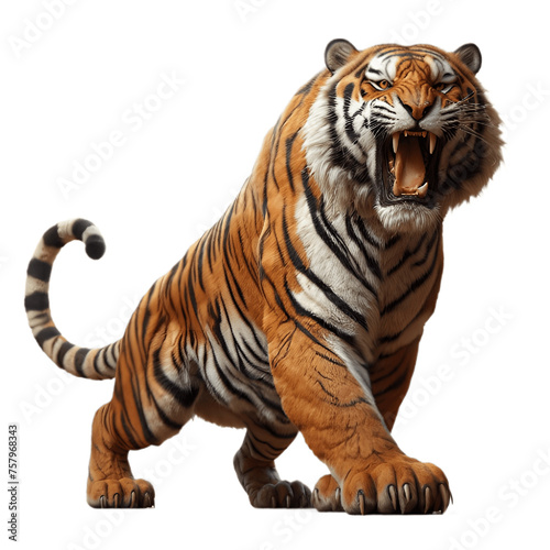 Dynamic Roaring Tiger PNG  Energetic Image of Ferocious Predator - Roaring Tiger PNG  Tiger Roaring PNG Image  Roaring Tiger Transparent Background 