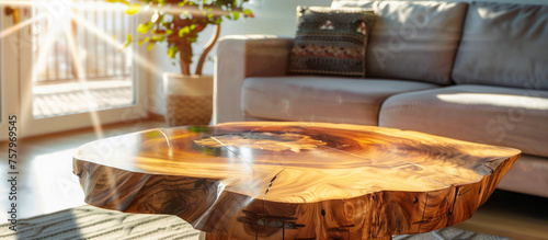 old wooden table in the cozy living room home