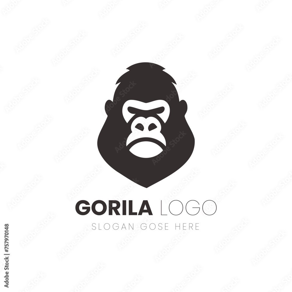 Minimalist Gorilla Logo Design in Black and White for Brand Identity