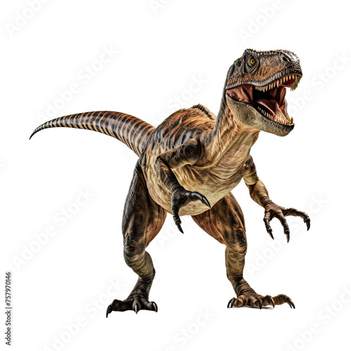 Velociraptor dinosaur on white or transparent background