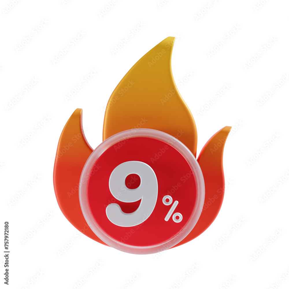 9 Percent Off 3D Icon Illustratrion 9 Percent Off 3D Icon Illustratrion