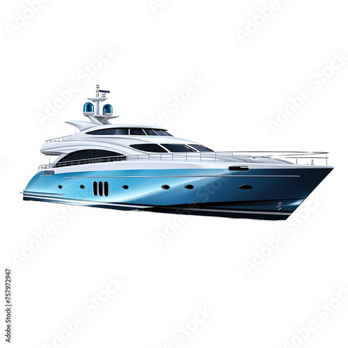 Luxury yacht on white or transparent background