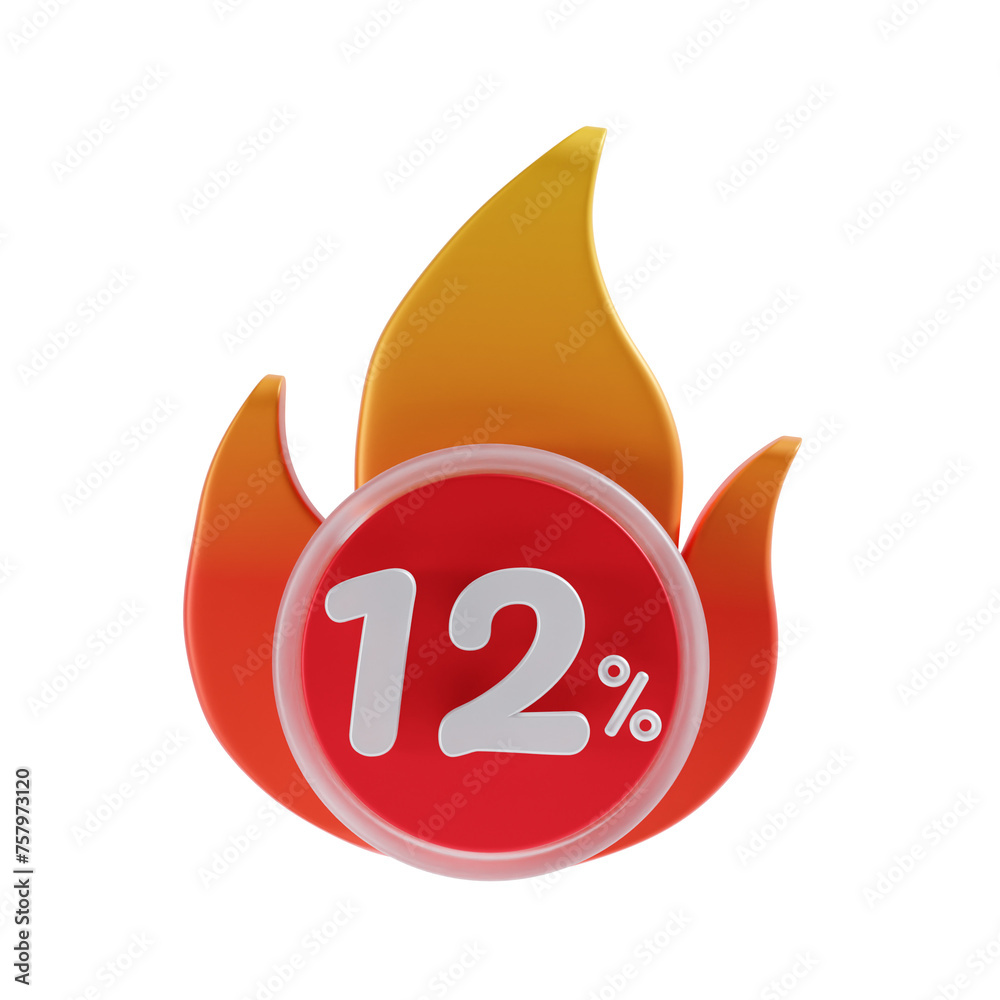 12 Percent Off 3D Icon Illustratrion 12 Percent Off 3D Icon Illustratrion