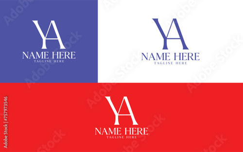 Abstract and Unique YA Logo Design Template Vector