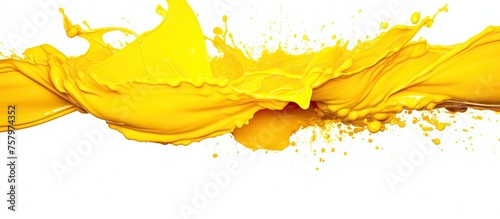 Vibrant Yellow Liquid Splash Creates Dynamic Movement on Clean White Surface