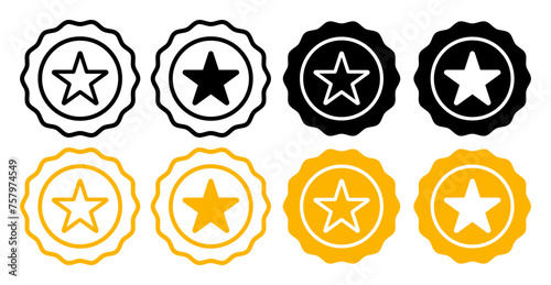 Series of Black Silhouette Star Icons. Outline Star Vector Collection.