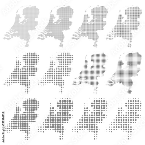 Netherlands, Dotted map in different dot sizes