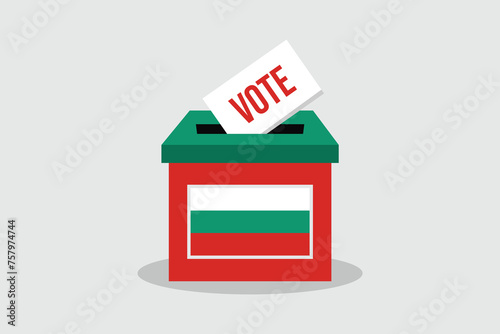Bulgaria Ballot Box Flat and minimalist vector illustration concept. Vote Conceptual Art. Elections.