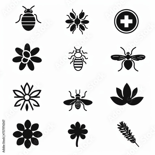 Collection of icons related to seasonal allergy.