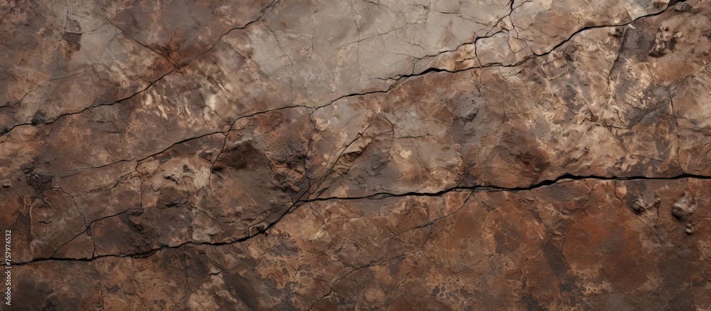 Deteriorating Brick Wall with Numerous Deep Cracks and Weathered Texture Background