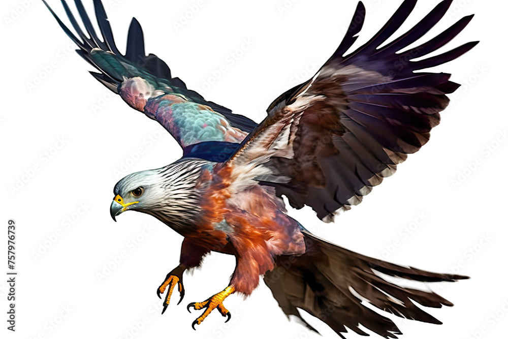 isolated hawk painted flying bird - obrazy, fototapety, plakaty 