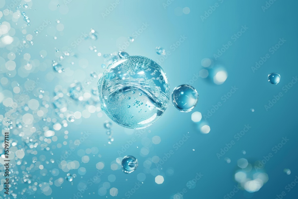 Background with sea water, air bubbles and blue aqua background. Template for advertising, environment protection concept with liquid drops. Background with sea water, air bubbles and blue aqua background. Template for advertising, environment protection concept with liquid drops.