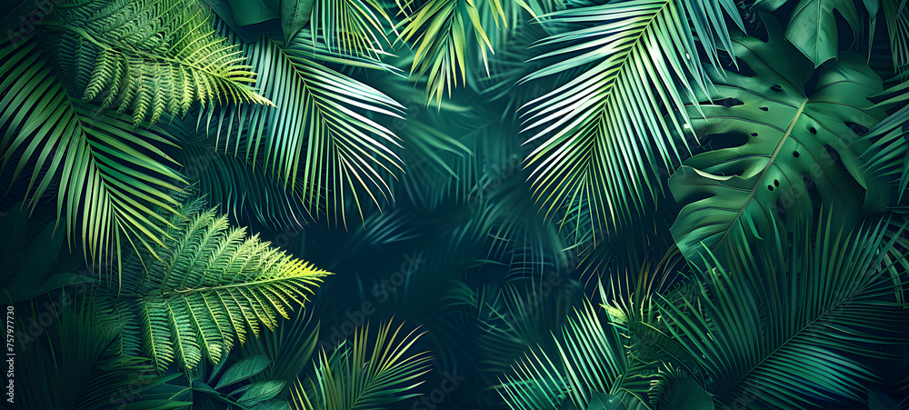Palm leaves evergreen summer realistic, ai generative Palm leaves evergreen summer realistic, ai generative